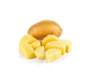Sliced potatoes on white background