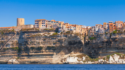 Houses and fortress on coast. Bonifacio, Corsica