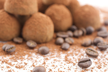 Chocolate truffles and coffee beans