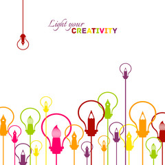 Creative visualisation of light bulbs and graphic design