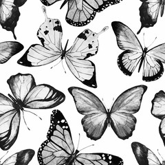 Watercolor butterfly pattern vector