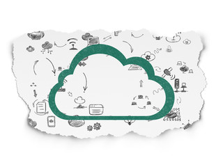 Cloud computing concept: Cloud on Torn Paper background