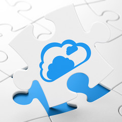 Cloud technology concept: Cloud on puzzle background