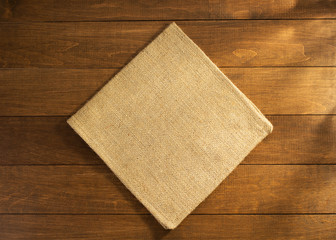 burlap hessian sacking on wooden