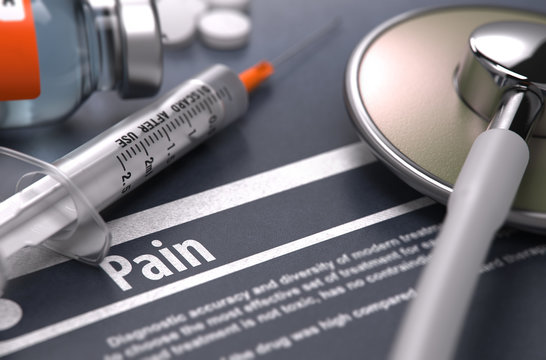 Pain - Medical Concept on Grey Background.