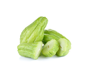 Chayote on white background