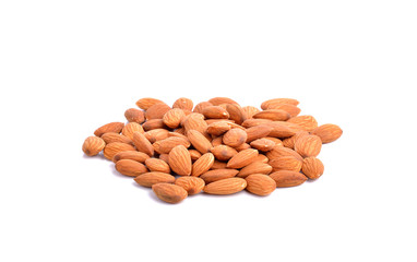 group of almonds  on white background