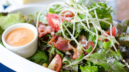 Grilled bacon and salad