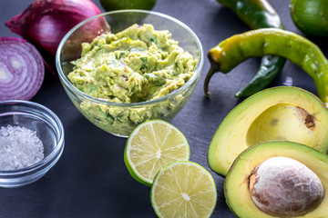 Guacamole with ingredients