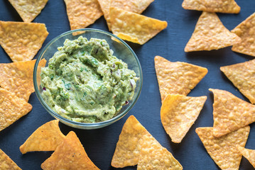 Guacamole with tortilla chips