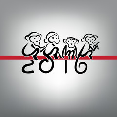 Vector illustration with funny monkeys