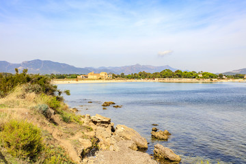 Obraz premium Archeologische opgraving van de Fenicische nederzetting Nora op Sardinië