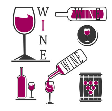 Collection of wine logos. Illustration vector on white background.