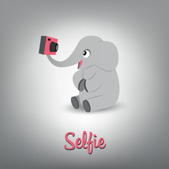 Vector scalable illustration of cute baby elephant with camera