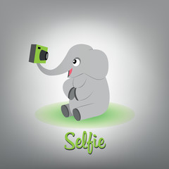 Vector scalable illustration of cute baby elephant with camera