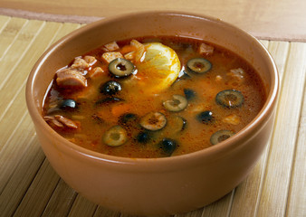 Solyanka on the plate