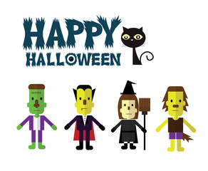 Halloween icon set. flat character design. vector illustration