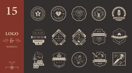 Set of vector logos and badges music