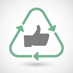 Line art recycle sign icon with a thumb up hand