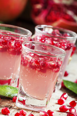 Carbonated refreshing pomegranate drink from the garnet grains,