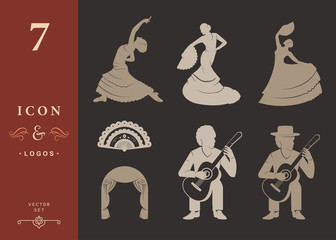 Set Silhouettes and Signs Flamenco