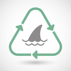Line art recycle sign icon with a shark fin