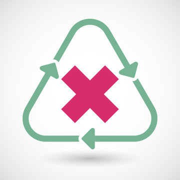 recommend clip art: Line art recycle sign icon with an x sign