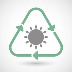 Line art recycle sign icon with a sun