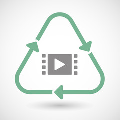 Line art recycle sign icon with a multimedia sign