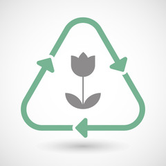 Line art recycle sign icon with a tulip