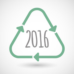 Line art recycle sign icon with a 2016 sign