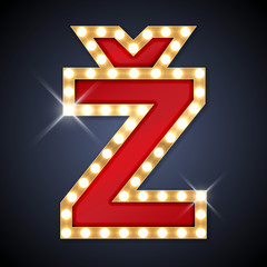 Vector illustration of retro signboard Z with caron