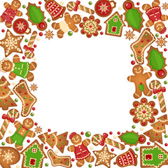 Gingerbread cookies vector frame