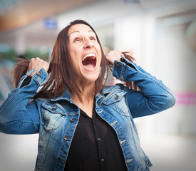 crazy woman isolated