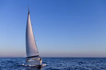 Foto auf Acrylglas Sailing in the dusk in the Aegean sea, Greece © kokixx