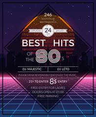 Retro 80s hits party poster