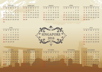 singapore twelve months calendar