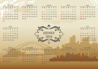 sidney twelve montsh calendar