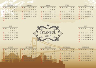 istanbul twelve months calendar