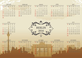 berlin twelve months skyline calendar