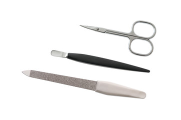 Maniküre und Pediküre Instrumente freigestellt auf weiss