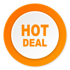 hot deal orange circle 3d modern design flat icon on white background