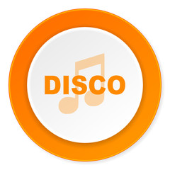 disco music orange circle 3d modern design flat icon on white background