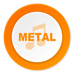 metal music orange circle 3d modern design flat icon on white background