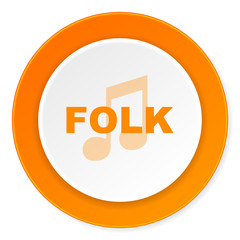 folk music orange circle 3d modern design flat icon on white background