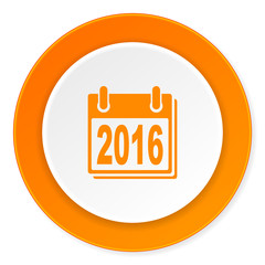 new year 2016 orange circle 3d modern design flat icon on white background
