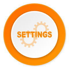 settings orange circle 3d modern design flat icon on white background