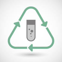 Line art recycle sign icon with a chemical test tube