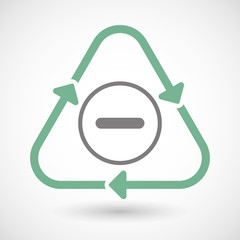 Line art recycle sign icon with a subtraction sign