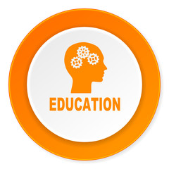 education orange circle 3d modern design flat icon on white background